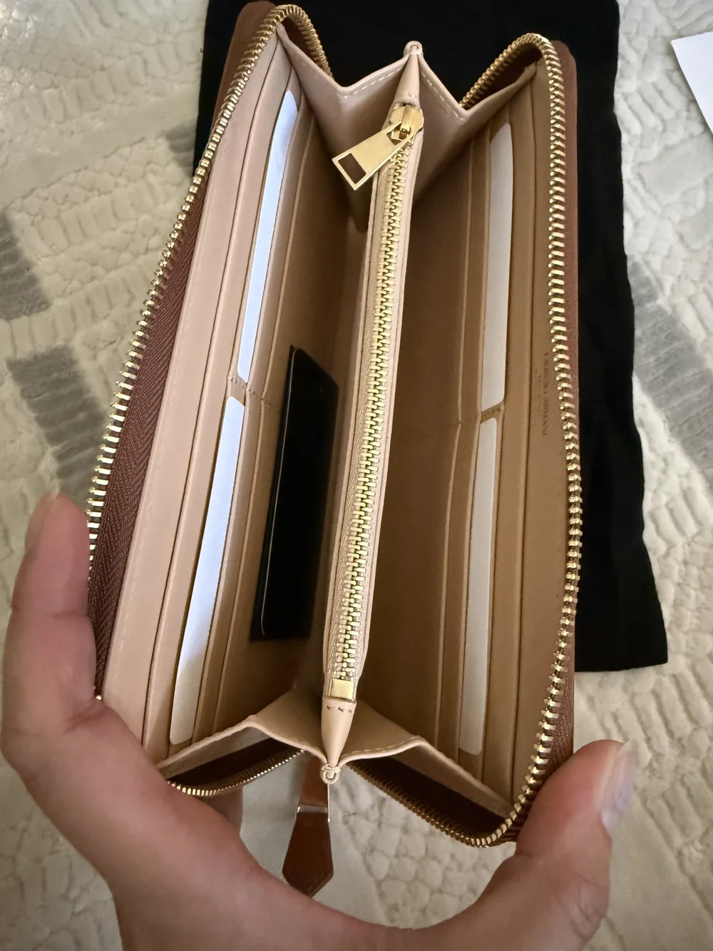 Giorgio Armani Smooth Cognac Zip-Around Wallet